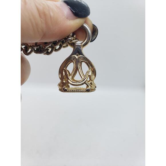 Vintage Wax Seal Watch Double Fob Lariat Necklace 1950s Emmons Georgian Chunky - Picture 15 of 16